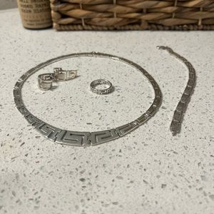 Sterling Silver Greek Key Jewelry Set